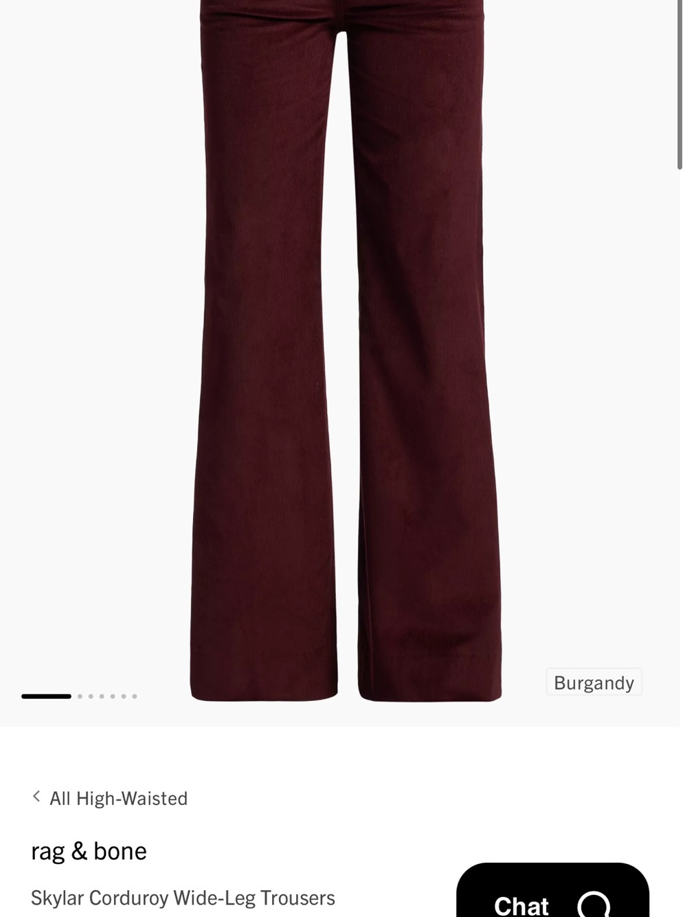 rag & bone Wide-Leg Corduroy Trousers in Burgundy
